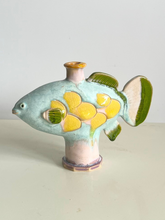 Load image into Gallery viewer, small Fish vase (mint yellow)
