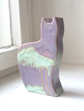 Load image into Gallery viewer, cat vase (purple and mint)
