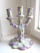 Load image into Gallery viewer, Melted candle stand (mint and purple)
